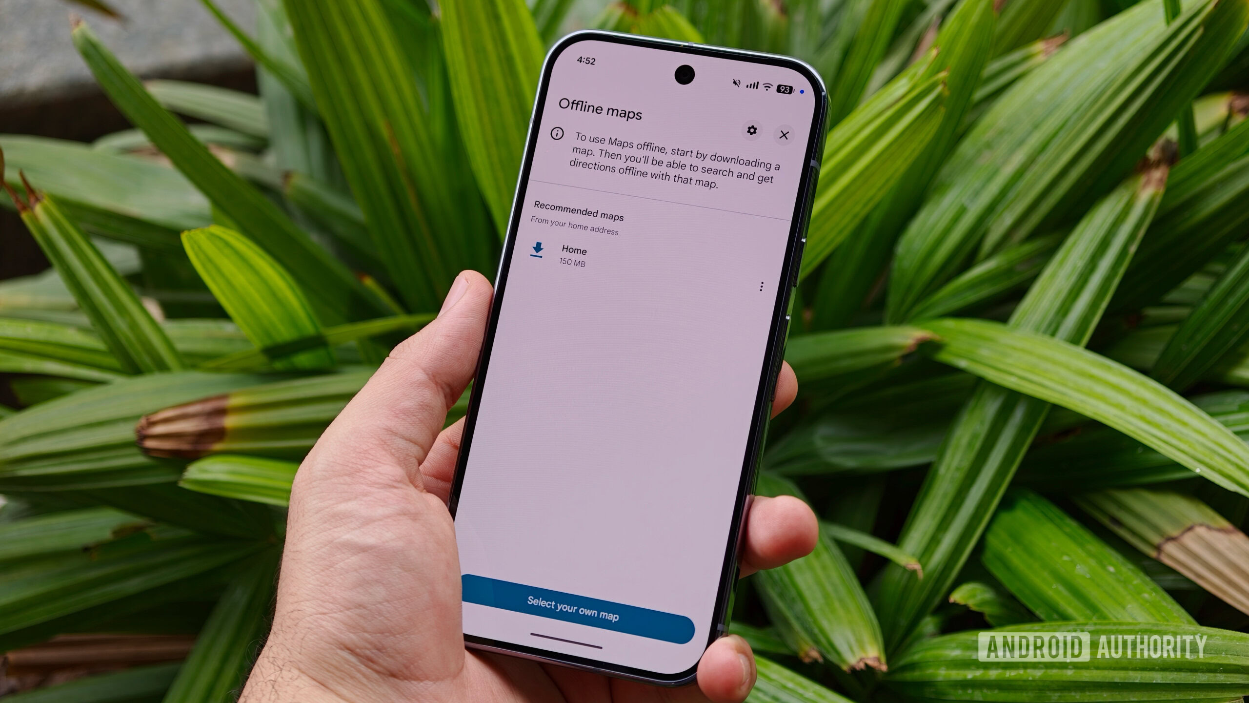 mobile data settings 3 A smartphone screen displaying the Google Maps Offline maps configuration page with a recommendation download option