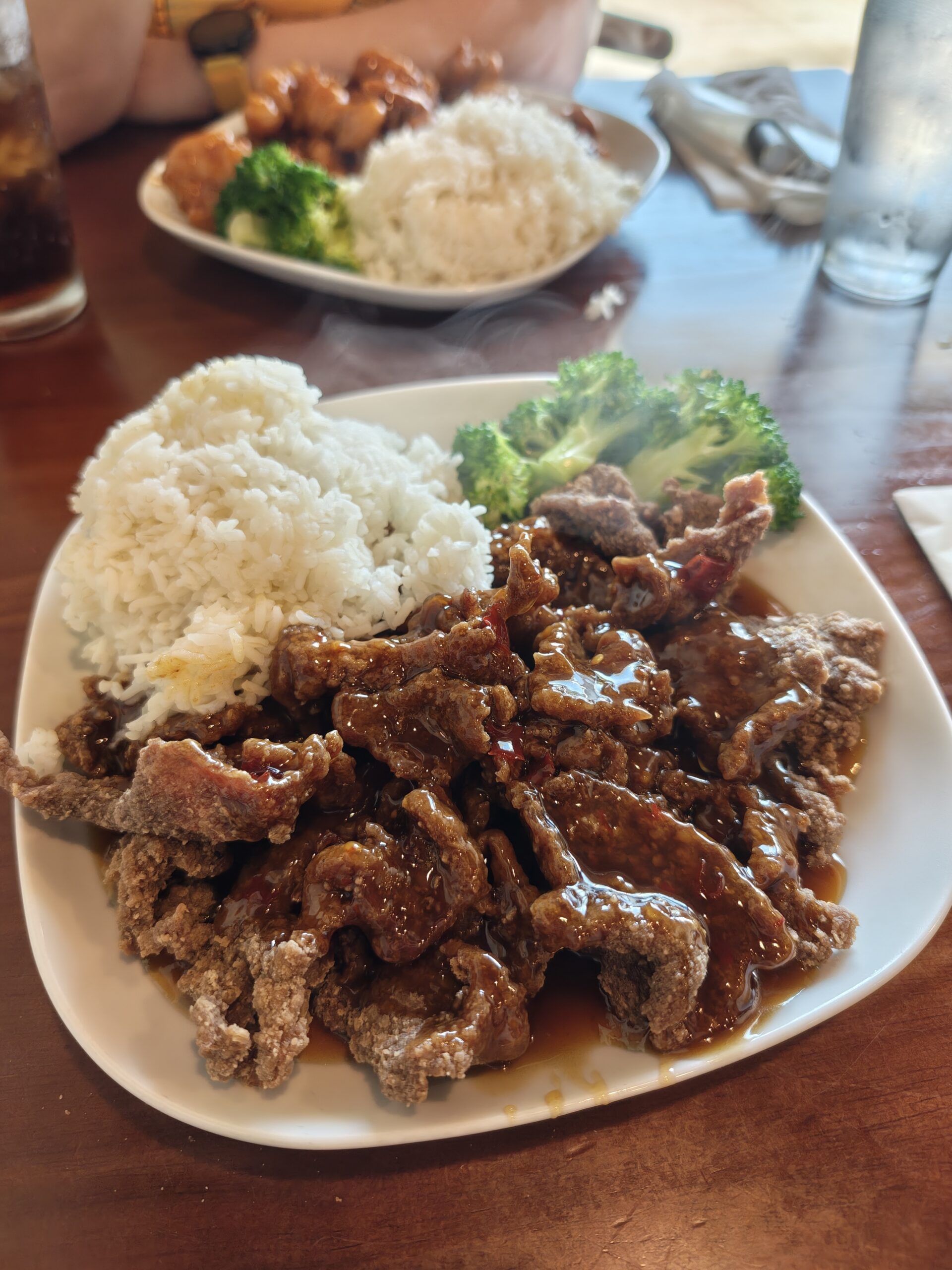A photo of food at a Chinese restaurant, taken with the Motorola Razr Fold.