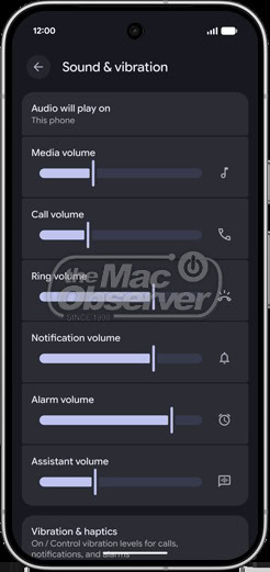 pixel 11 pro sound and vibration volumes