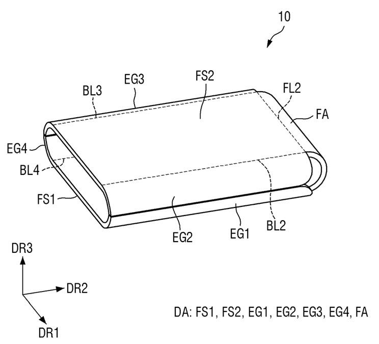 samsung patent foldable phone folded outwards