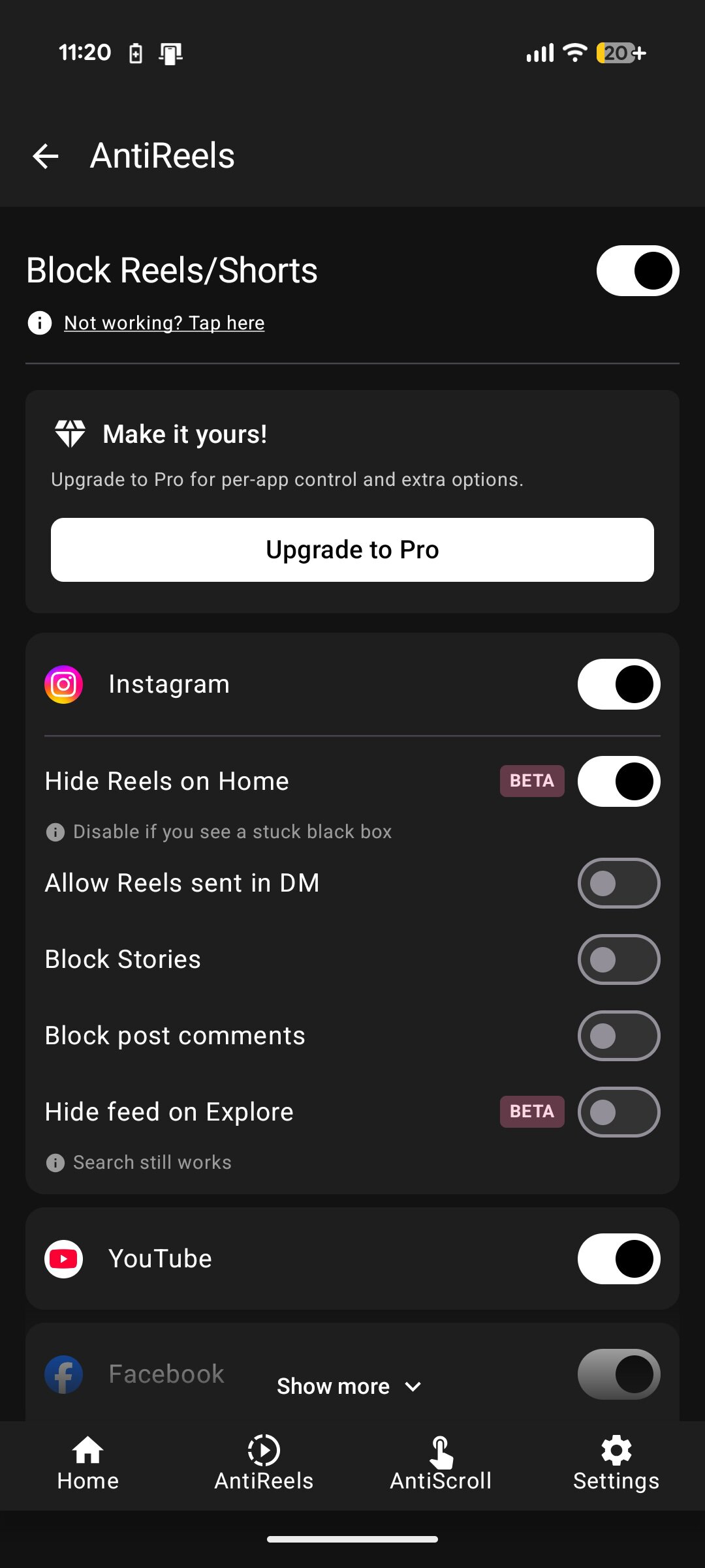 Screenshot of the ScrollGuard app.