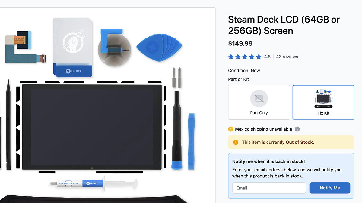 steam deck lcd screen repair part out of stock ifixit steam deck lcd screen repair part out of stock ifixit