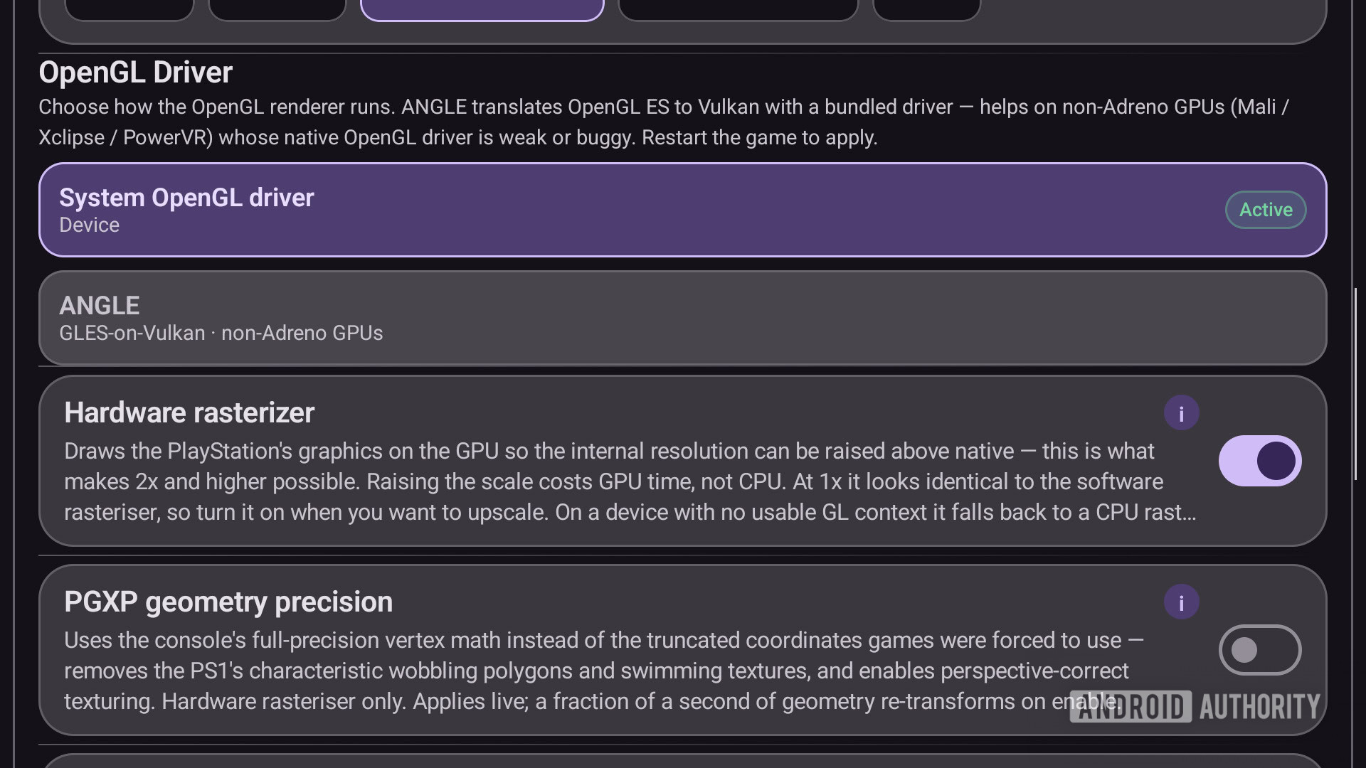 ARMSX1 emulator settings menu 1
