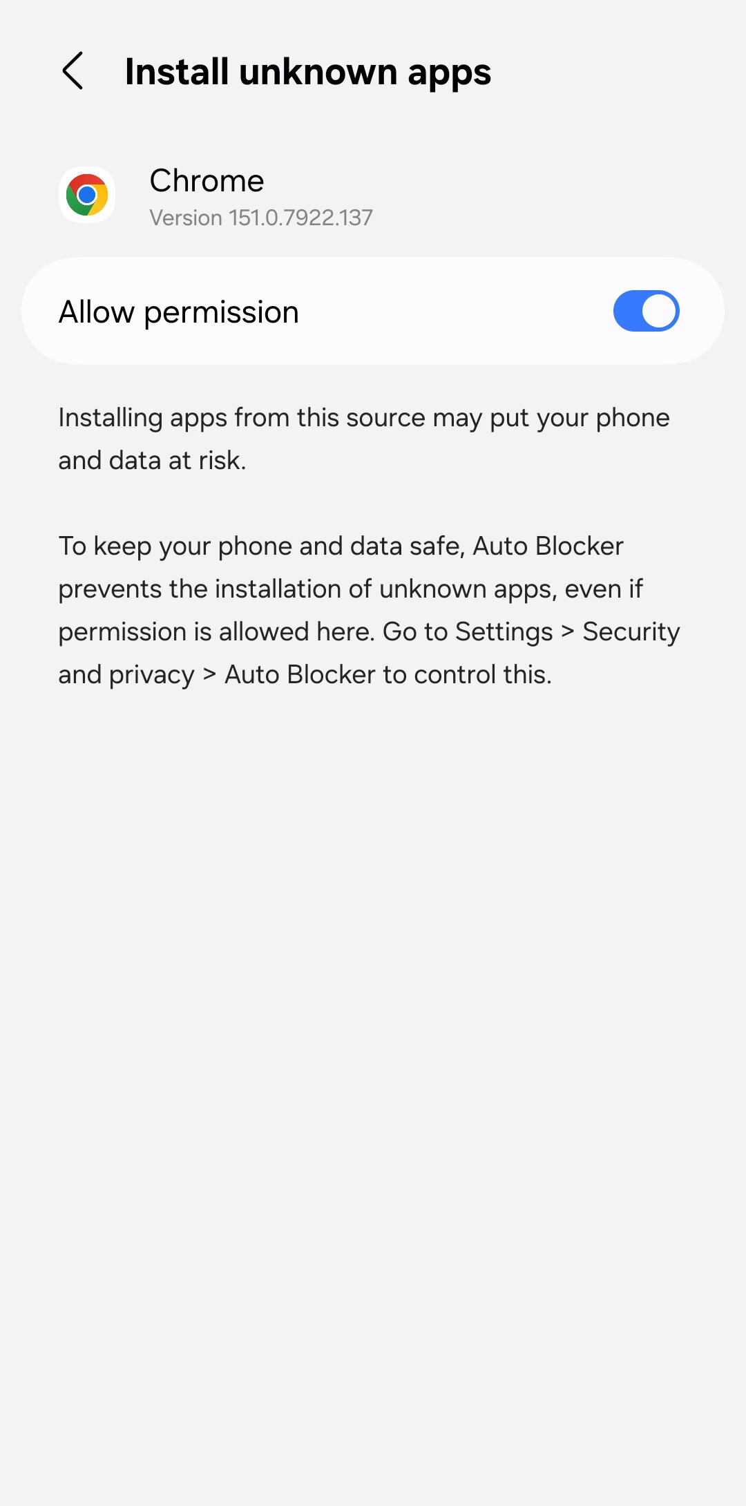 Allow Chrome to install unkown apps on Android