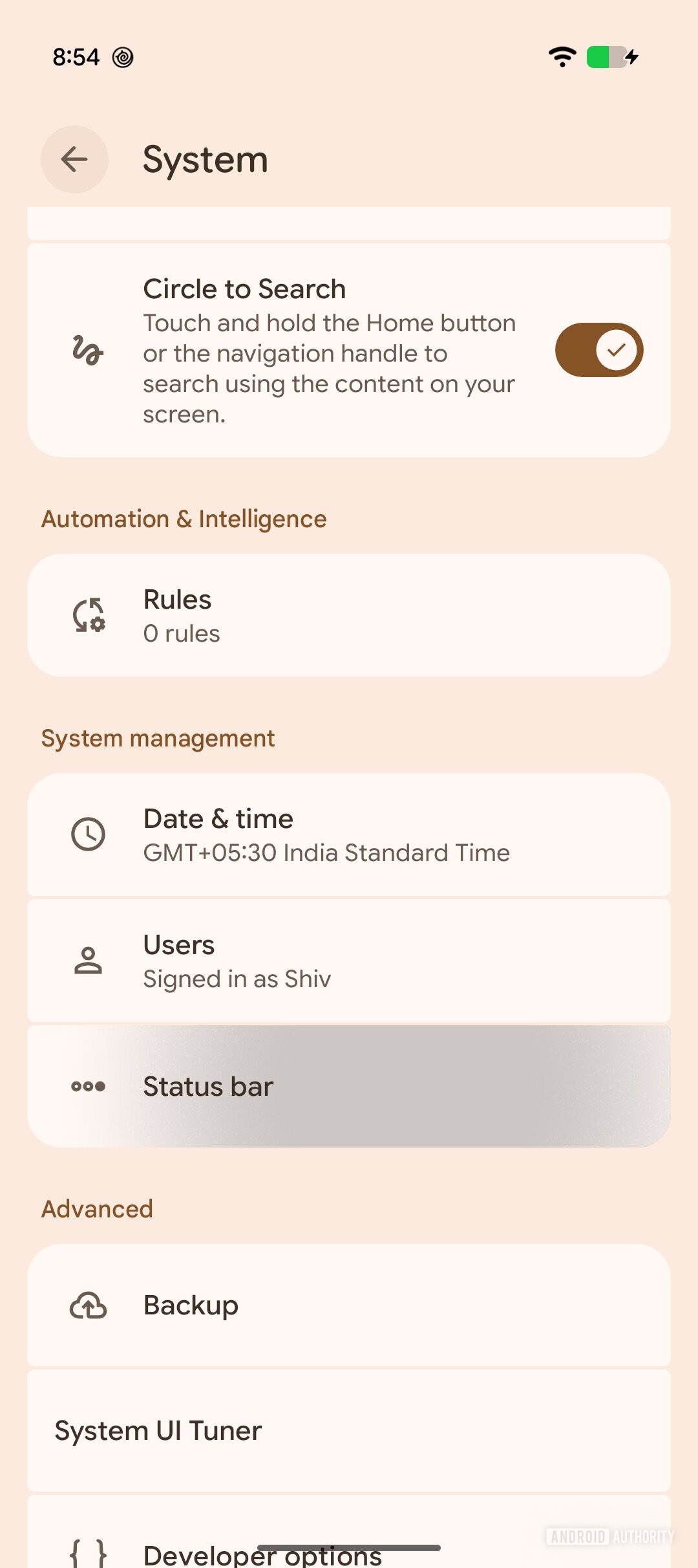 Android 17 QPR2 Beta 4 Status bar system AD