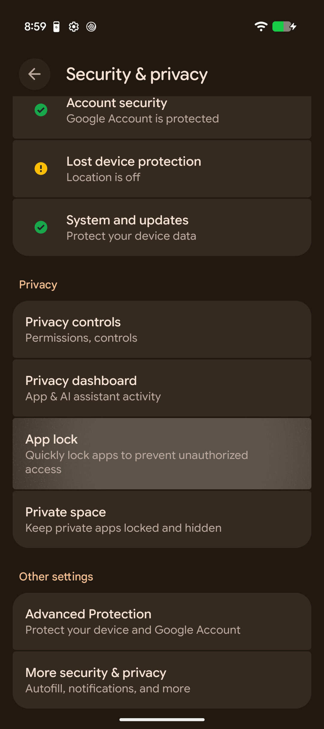Android Canary 2608 app lock feature AssembleDebug 1