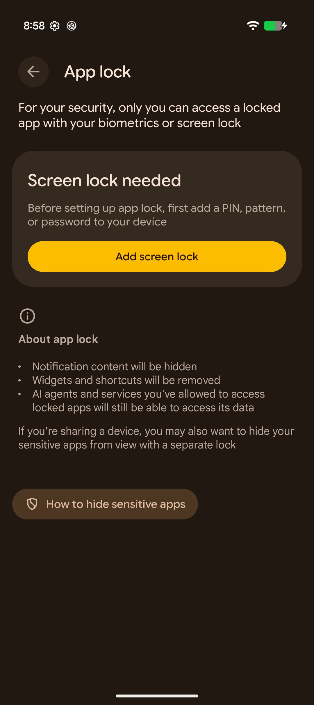 Android Canary 2608 app lock feature AssembleDebug 2