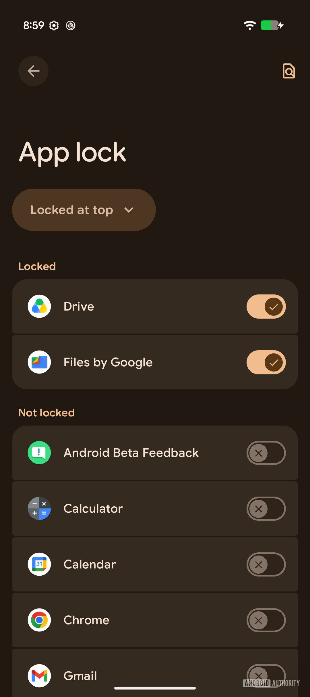 Android Canary 2608 app lock feature AssembleDebug 3