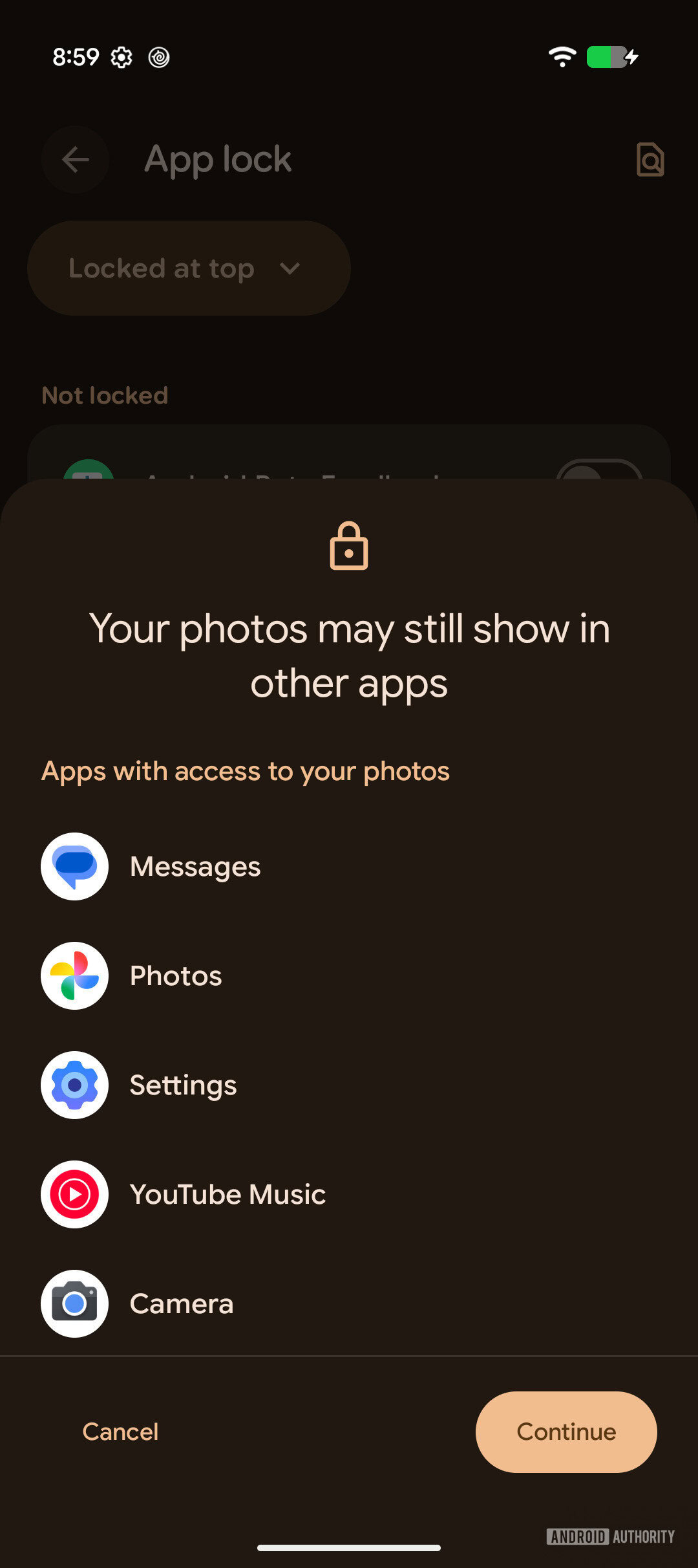 Android Canary 2608 app lock feature AssembleDebug 7