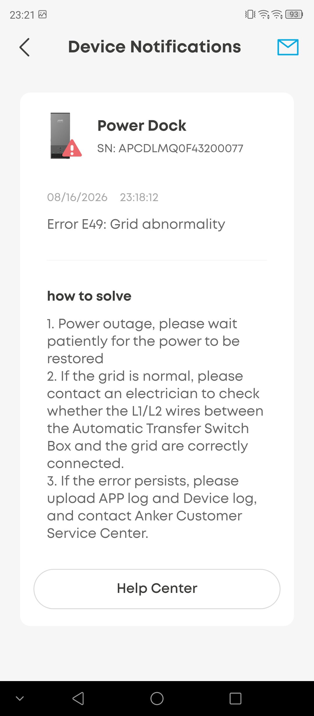 Anker E10 outage info