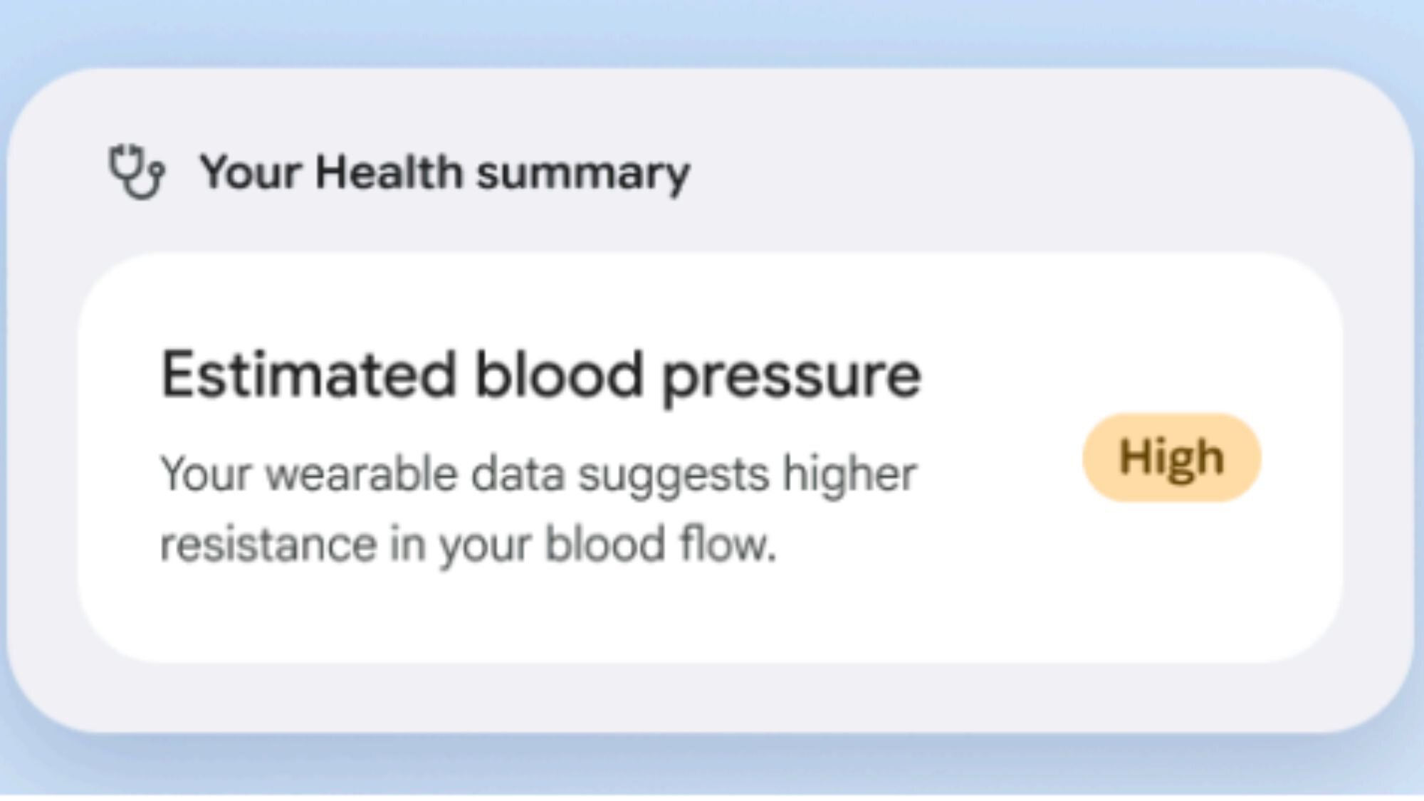 Estimated blood pressure health summary Estimated blood pressure health summary
