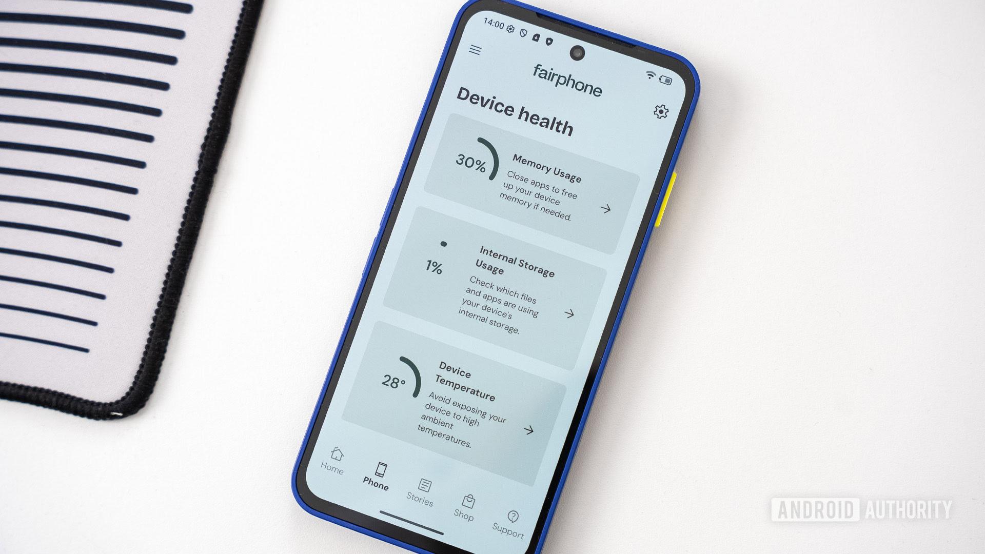 Fairphone (Gen. 6+) device health screen