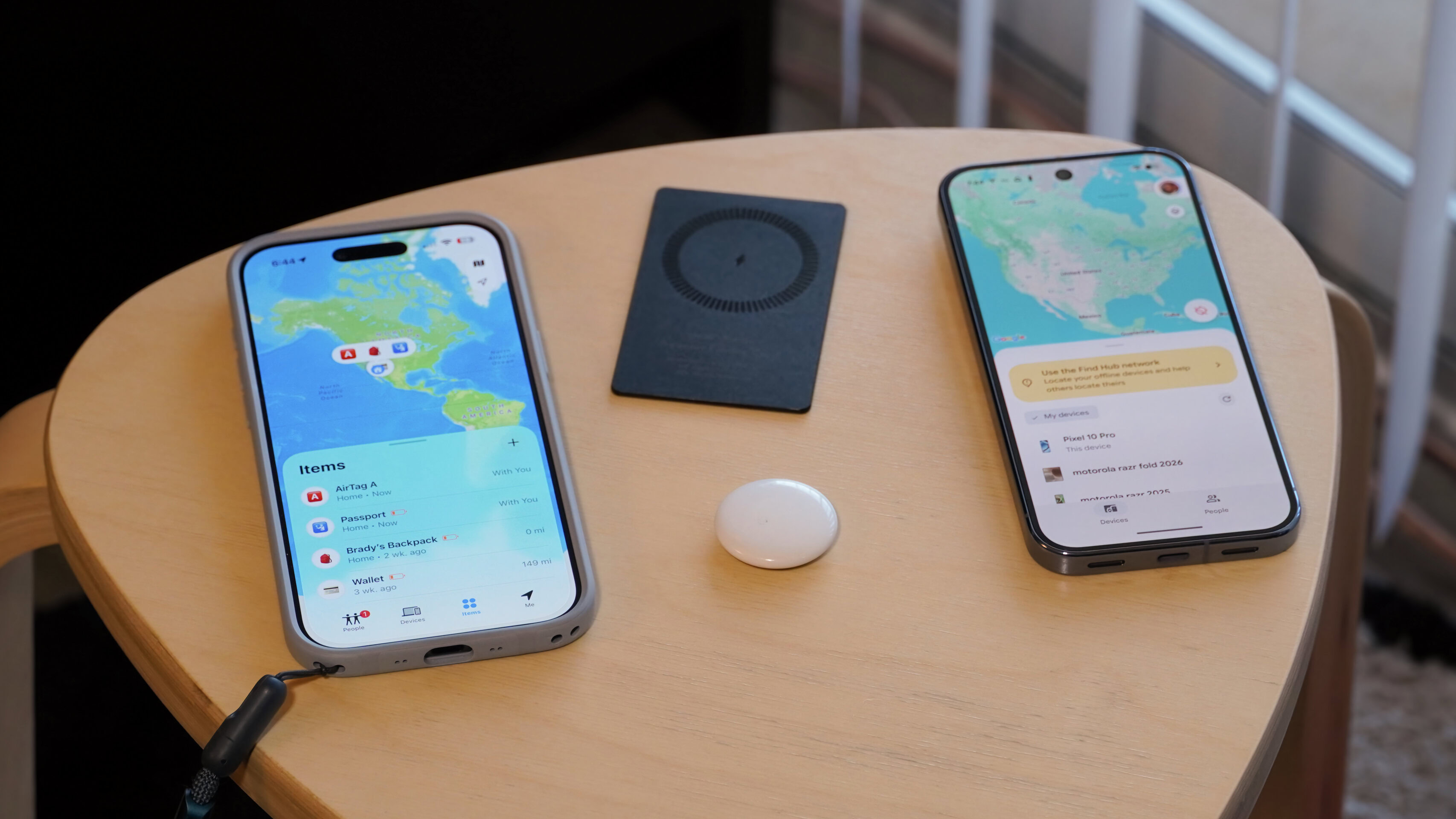 Find Hub Find My 2 Find Hub and Find My networks opened beside Bluetooth trackers.