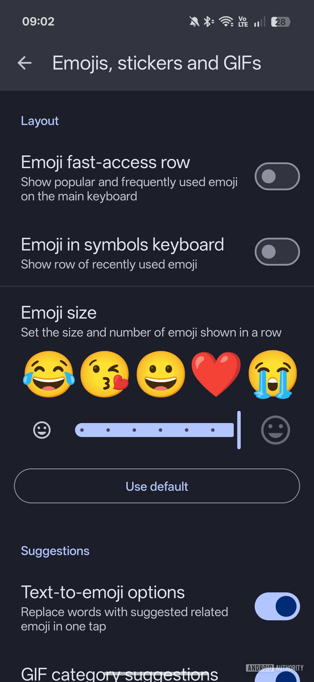 Gboard emoji slider all the way up