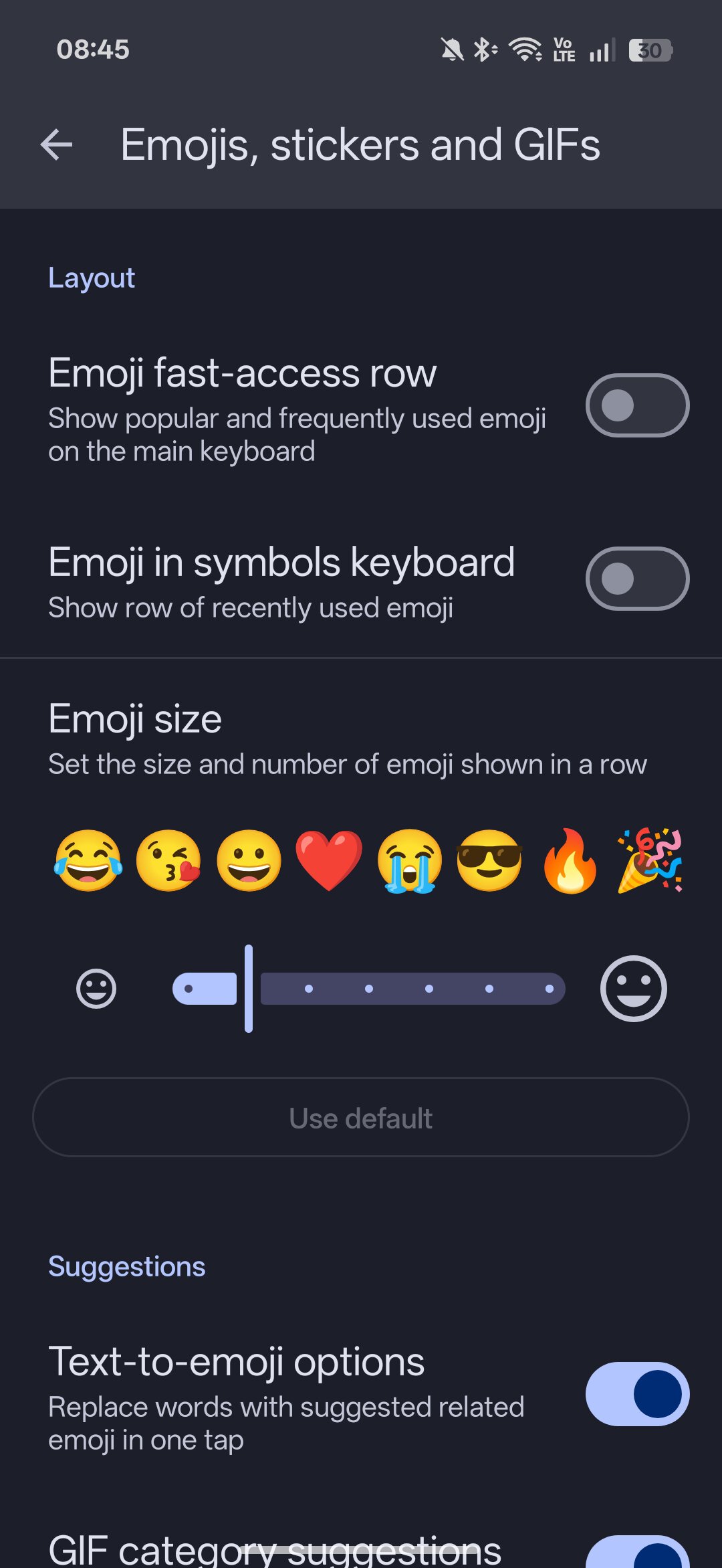 Gboard emoji slider almost all the way down.