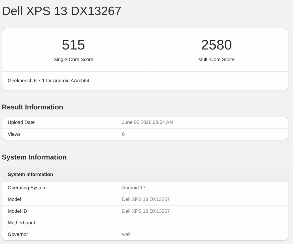 Geekbench GooglebookDell