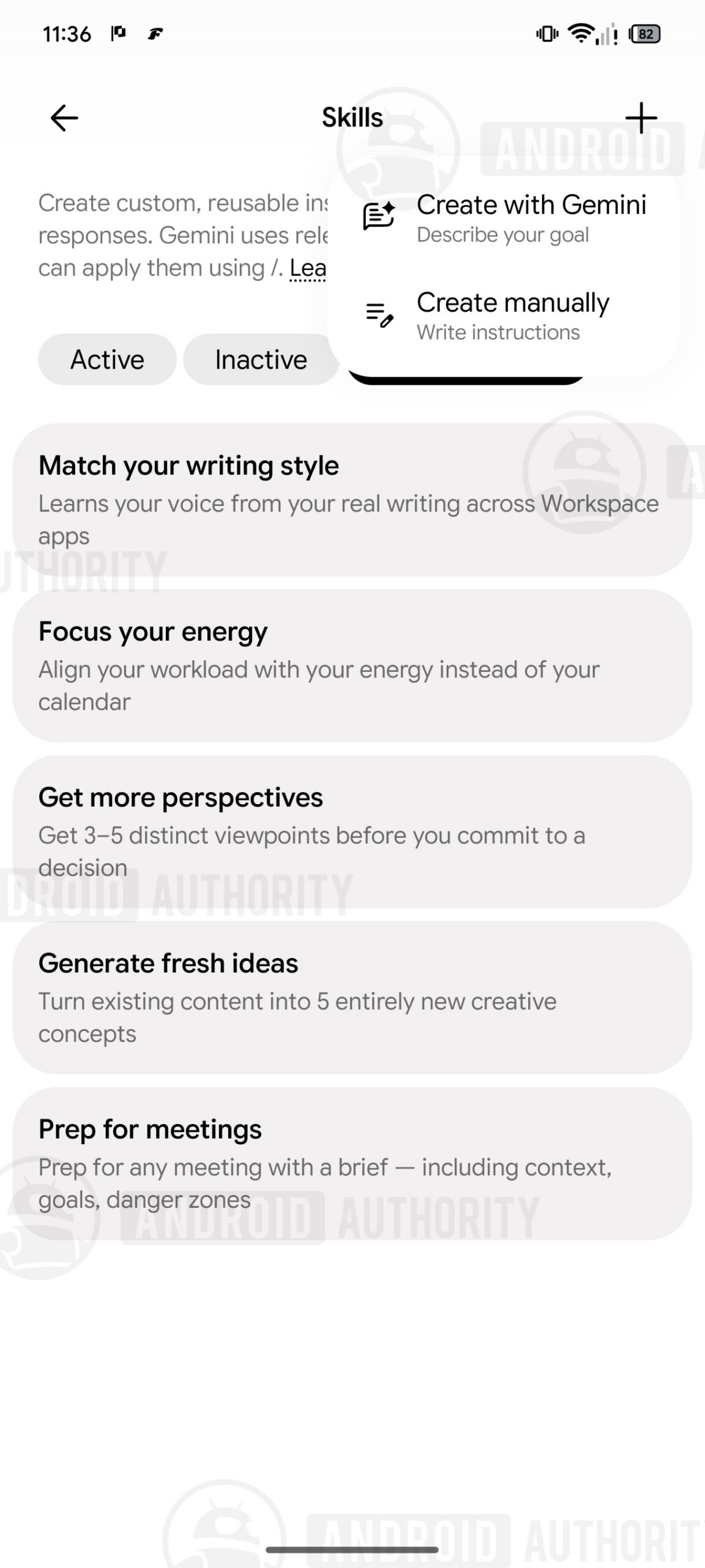 Gemini Android app Gemini Spark Skill Management 3 watermarked