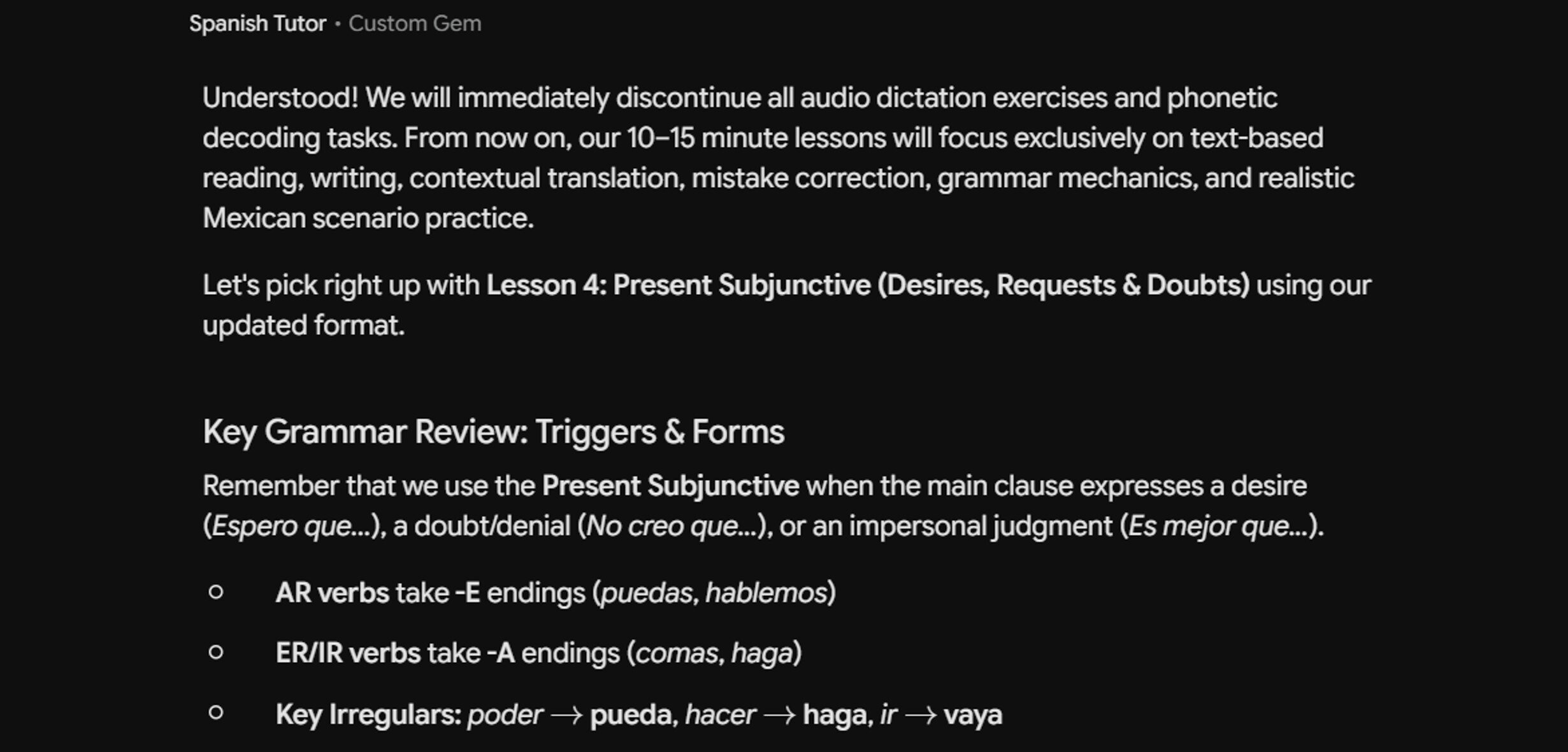 Gemini Language Tutor Audio Discontinued