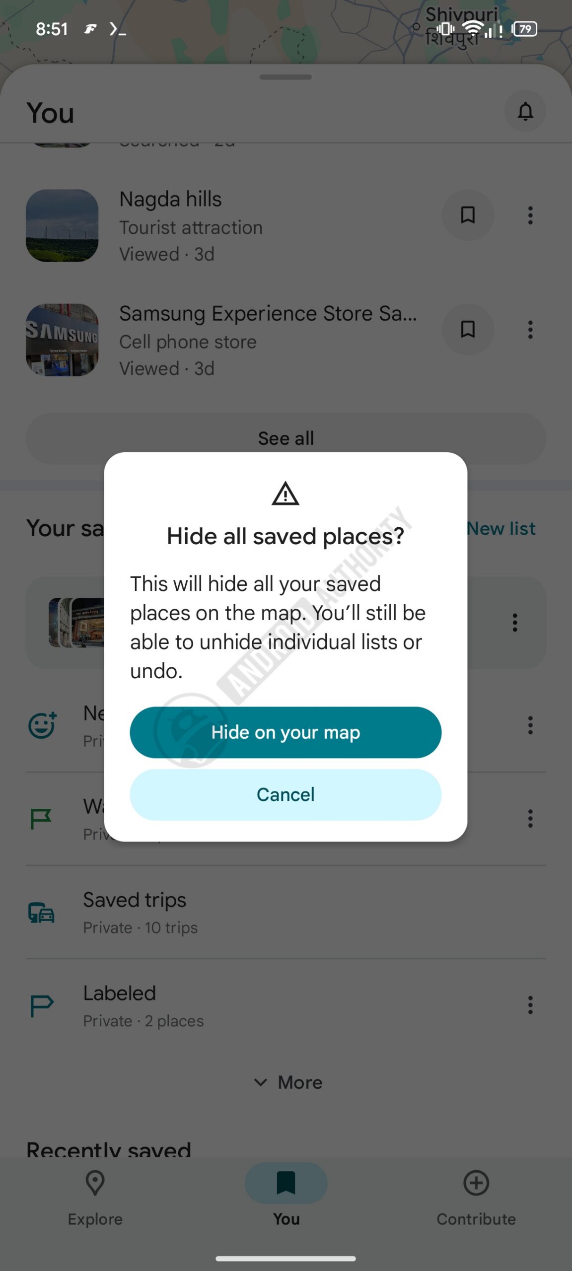 Google Maps hide list 3 watermarked