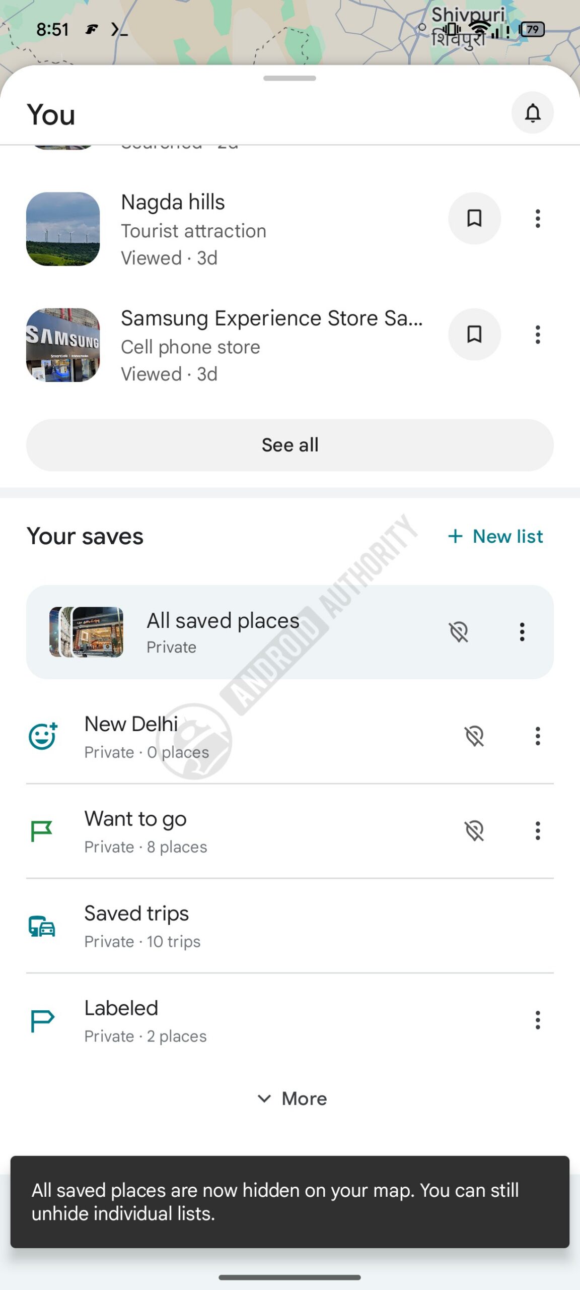 Google Maps hide list 4 watermarked