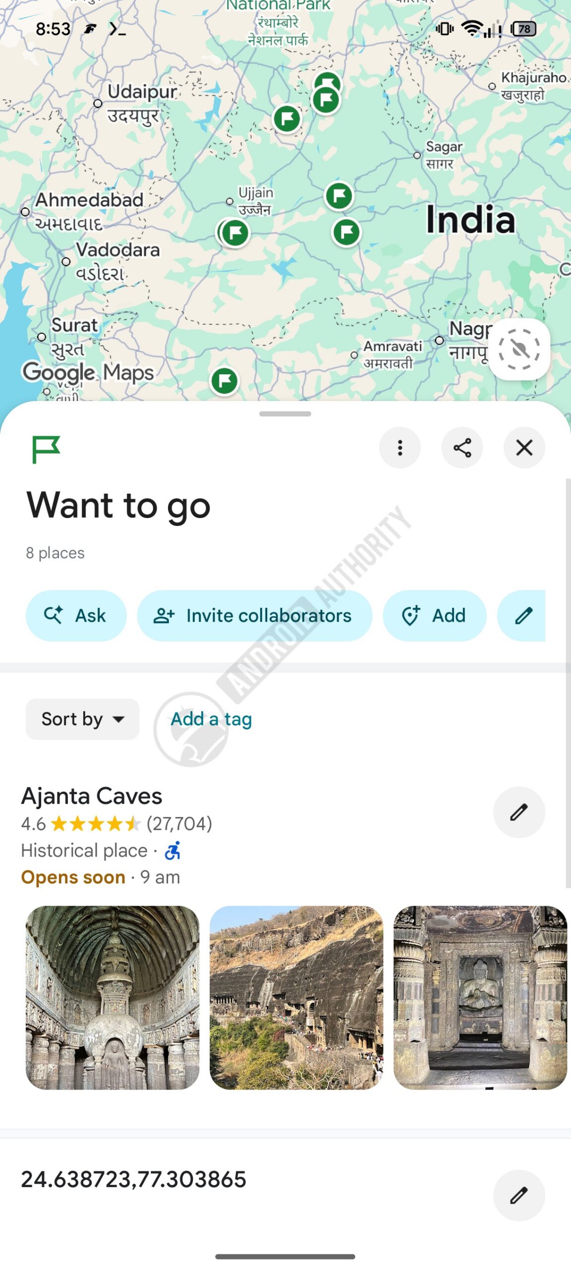Google Maps list Ask watermarked
