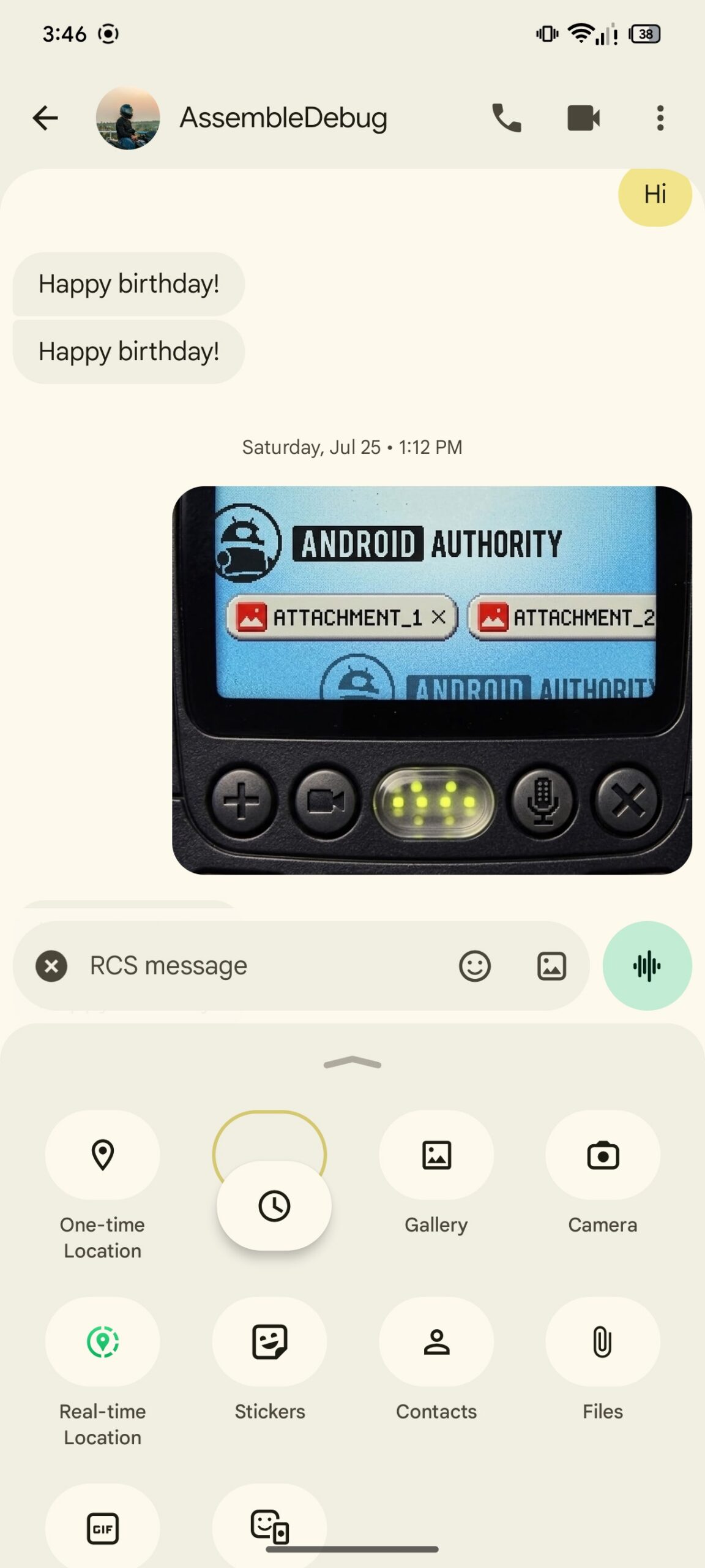 Google Messages Reordering attachment shortcuts 2