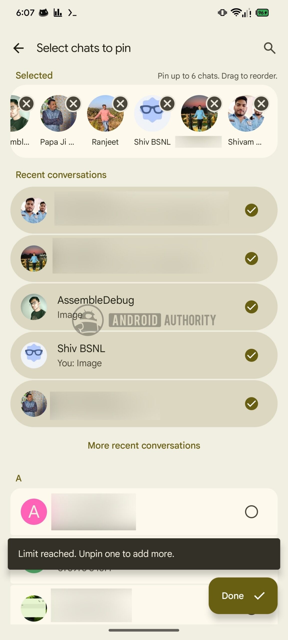 Google Messages new pinning UI 2