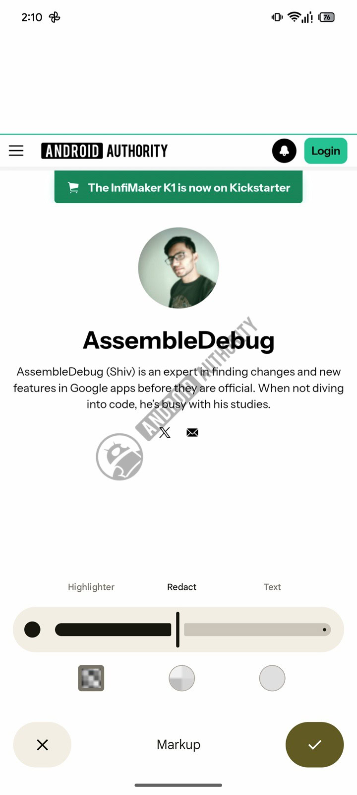Google Photos redact slider