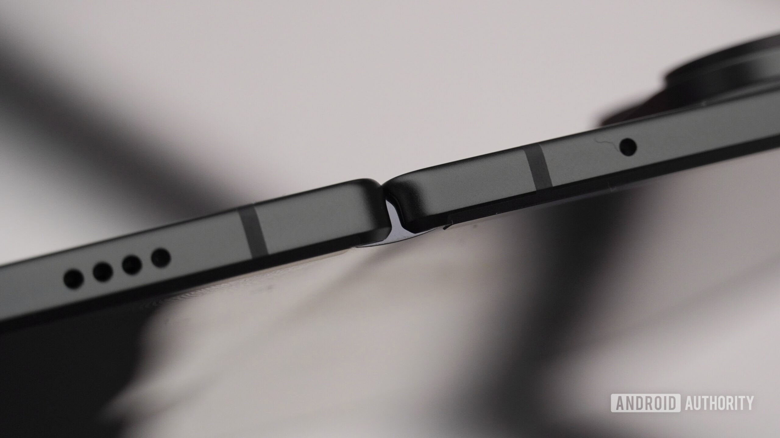 Google Pixel 11 Pro Fold AA Asymmetrical A close-up of the Pixel 11 Pro Fold showing the asymmetrical thickness of its halves.