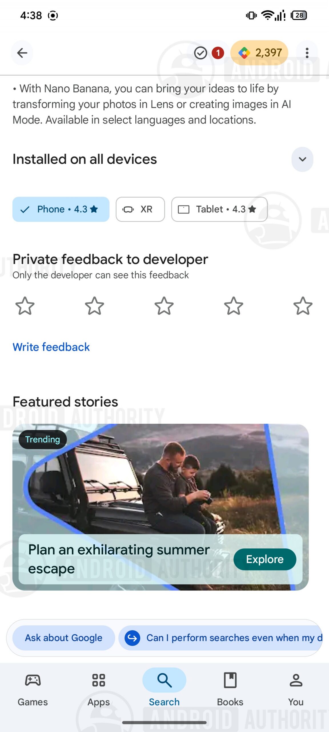 Google Play Store Context Ask Play question chips 2 watermarked