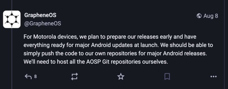 Graphene OS Motorola devices update