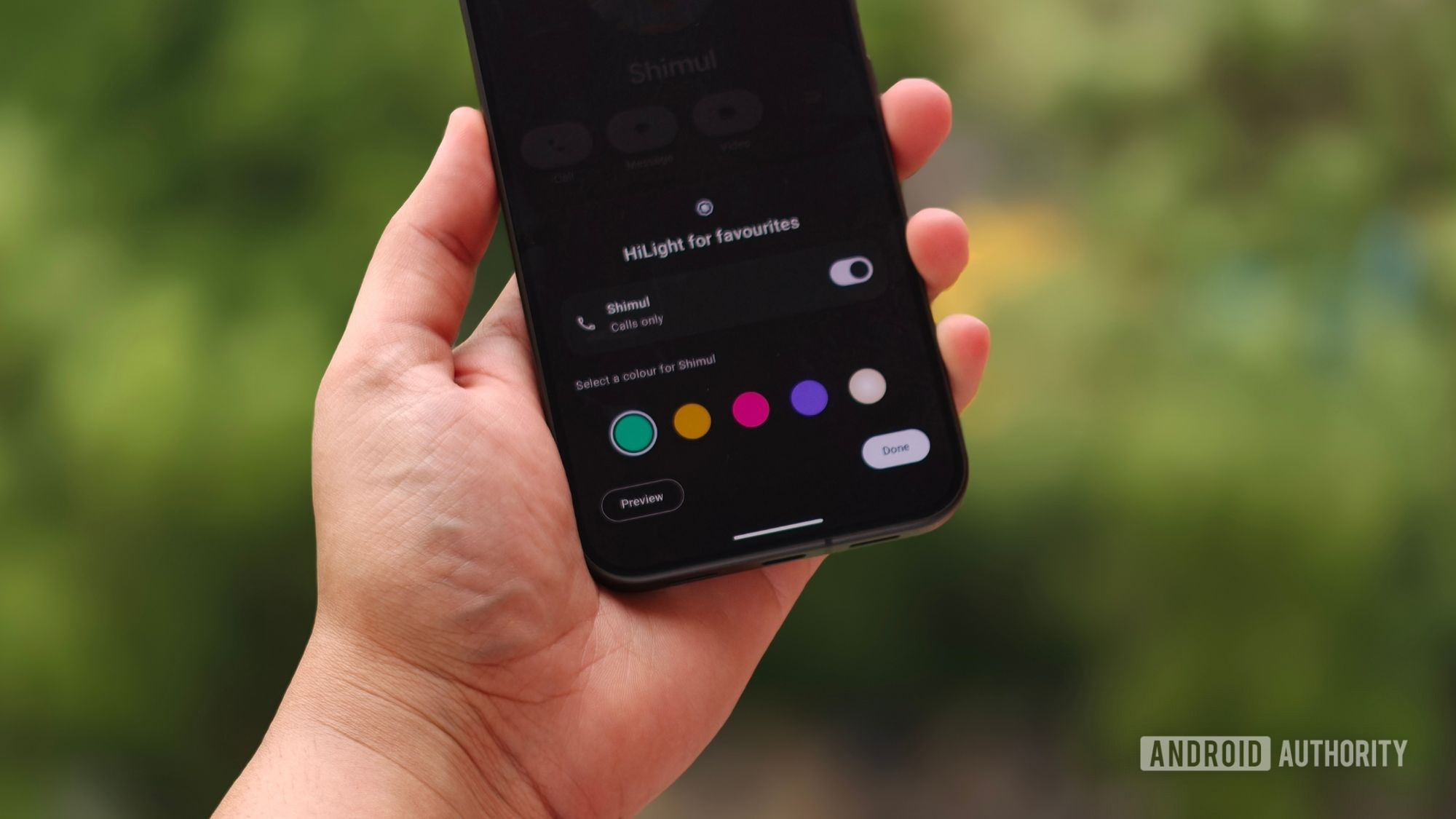 HiLight for favorites custom colors to choose from on Google Pixel 11 Pro XL