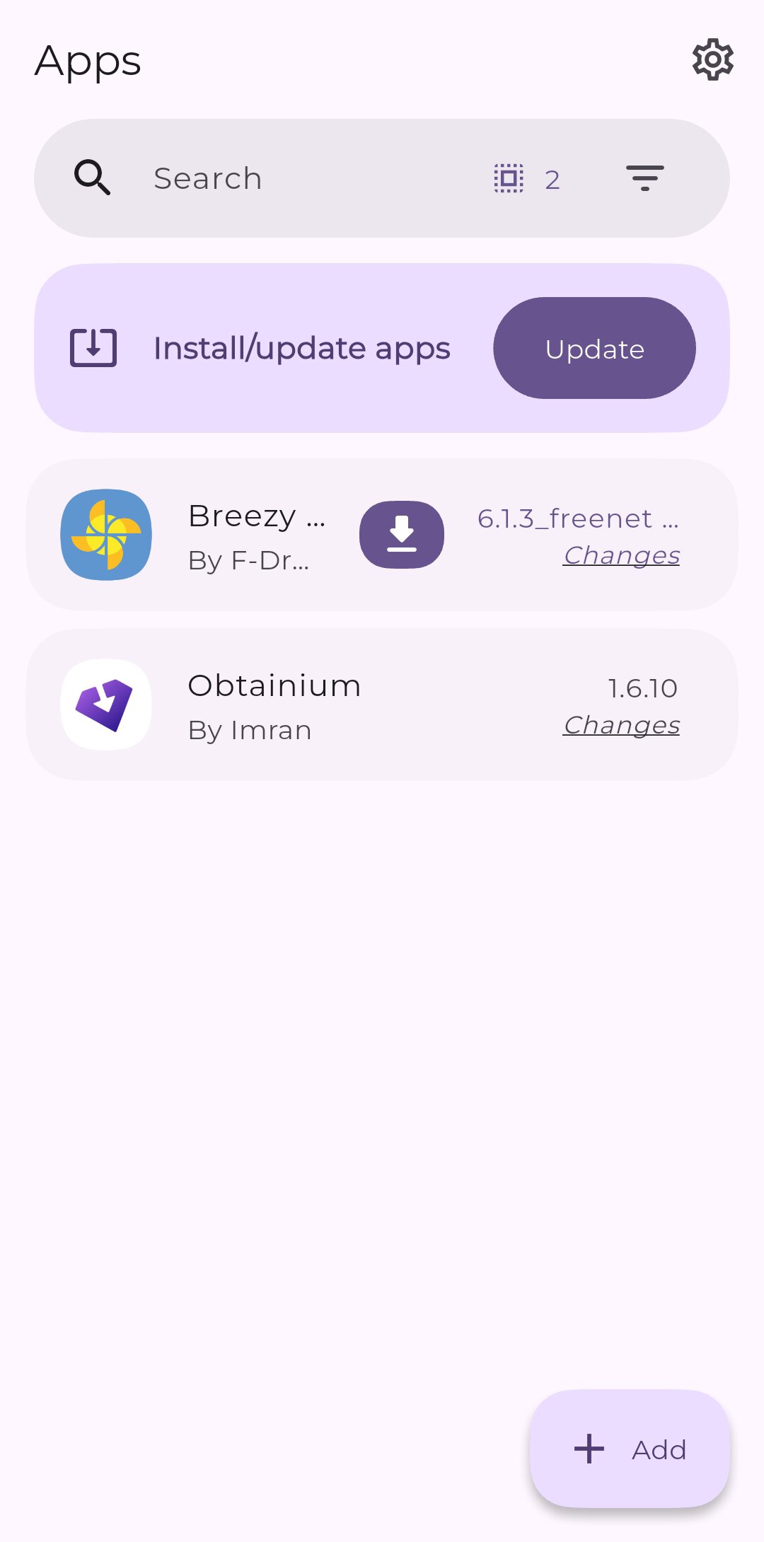 Obtainium app on Android