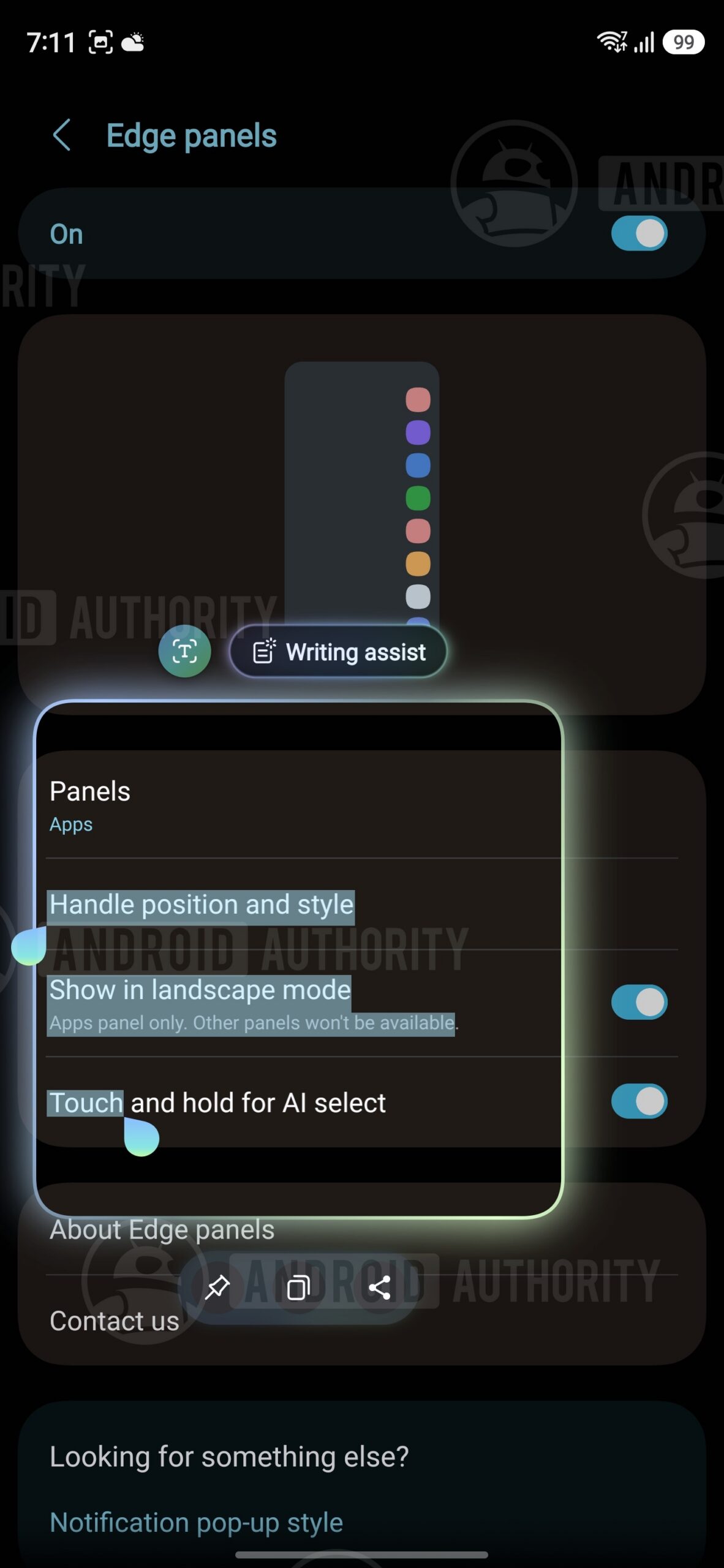 One UI 9 beta 6 Edge Panel options for AI Select 1