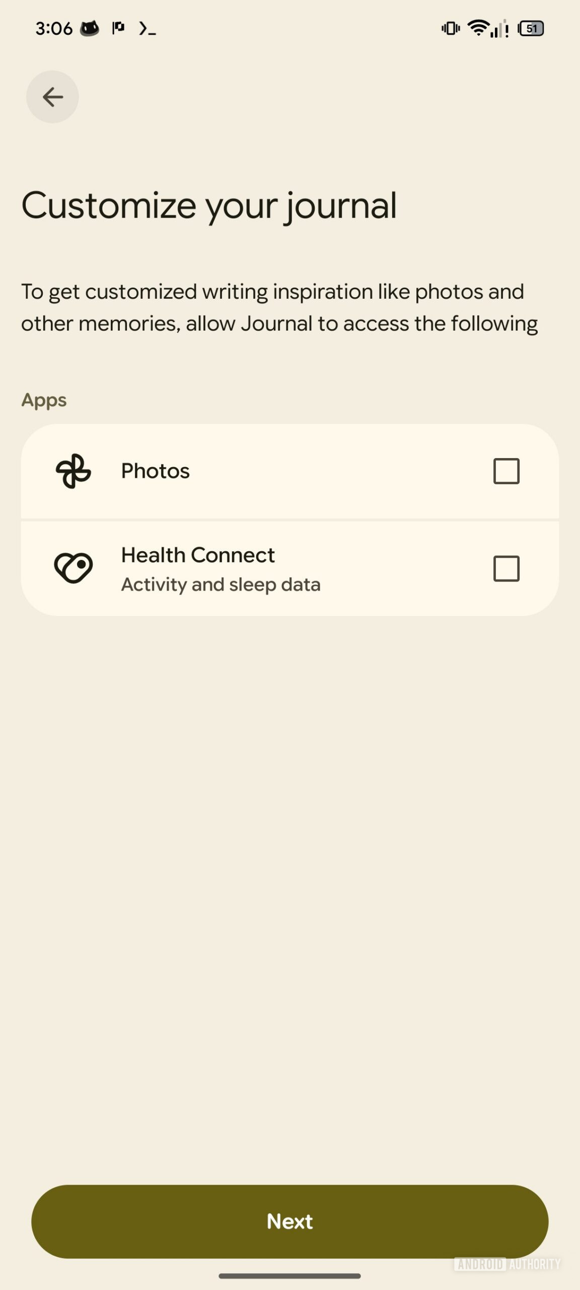 Pixel Journal Health Connect Option