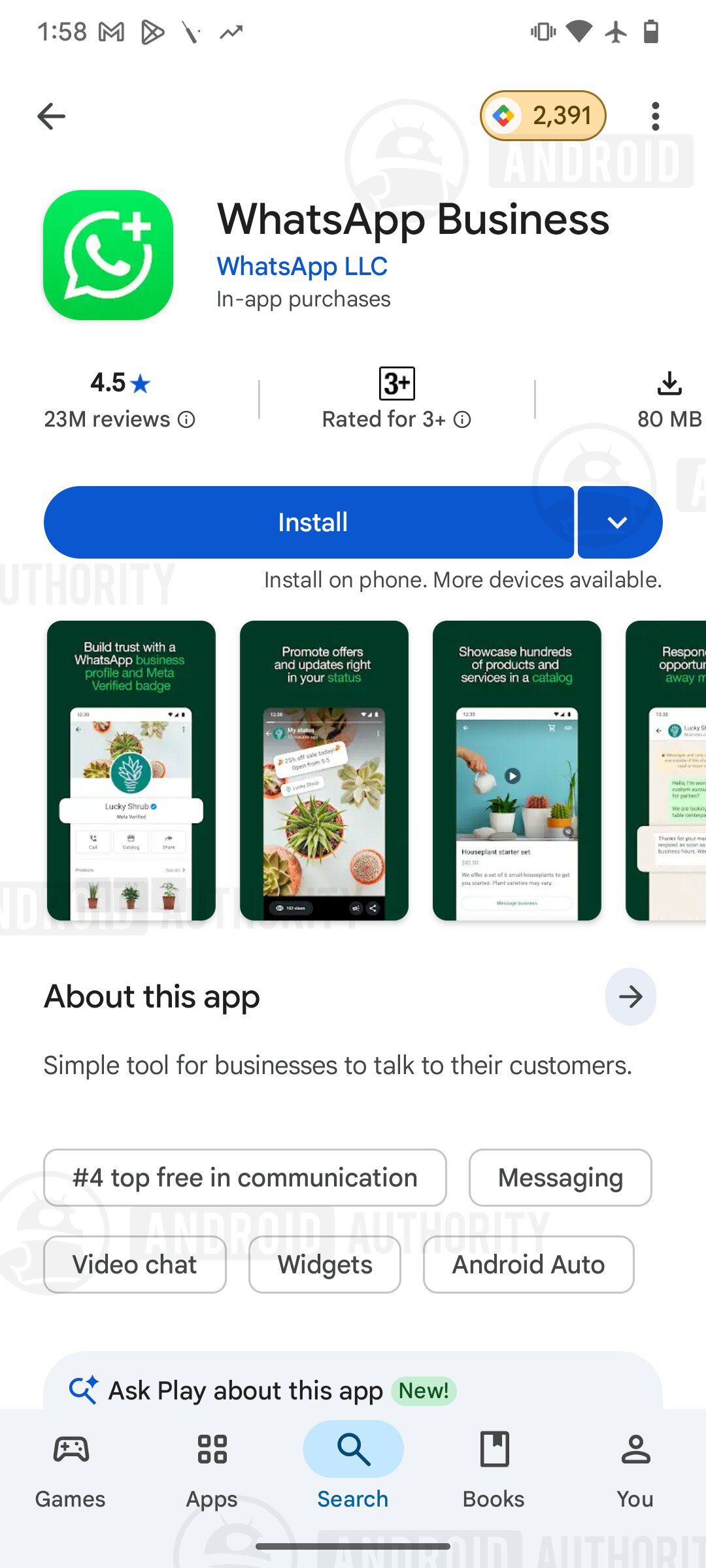 Play Store app description size old watermarked