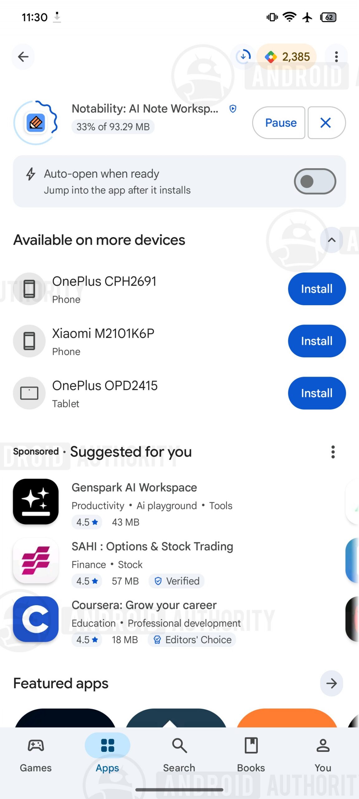 Play Store download pause watermarked Play Store download pause watermarked