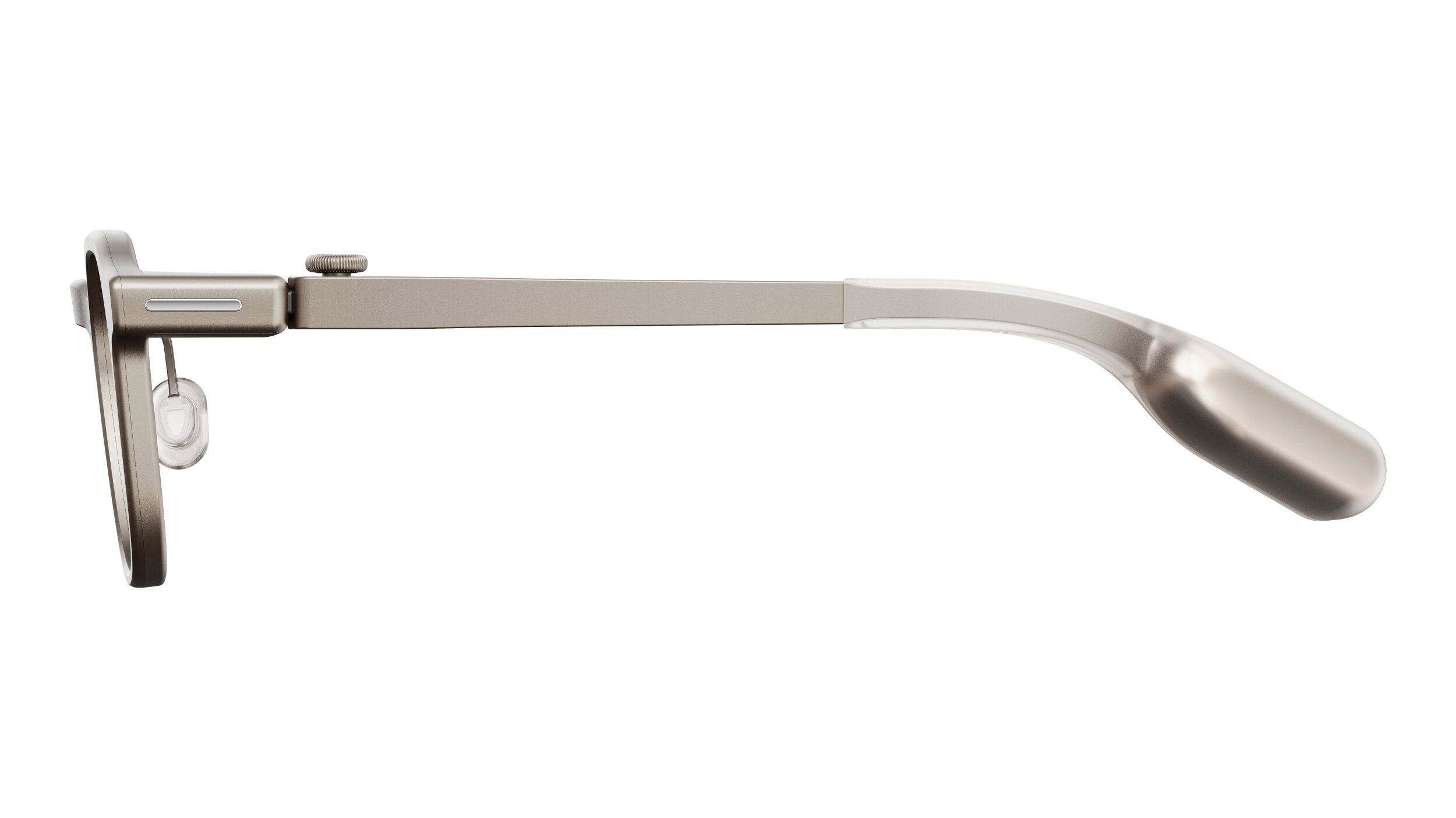 An image of the RayNeo io glasses in gold.