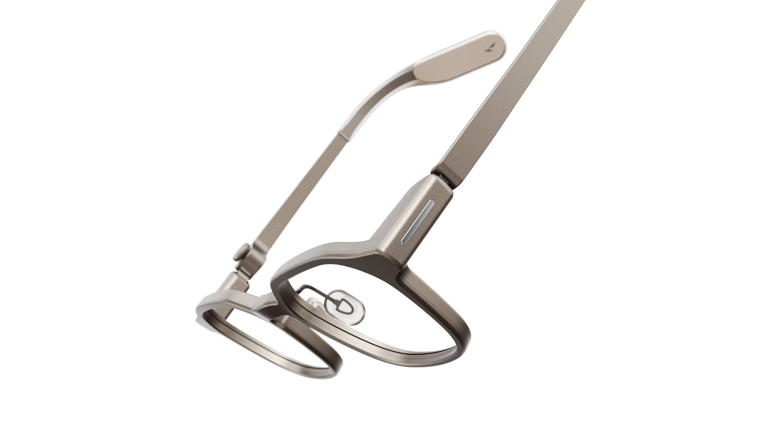 An image of the RayNeo io glasses in gold.