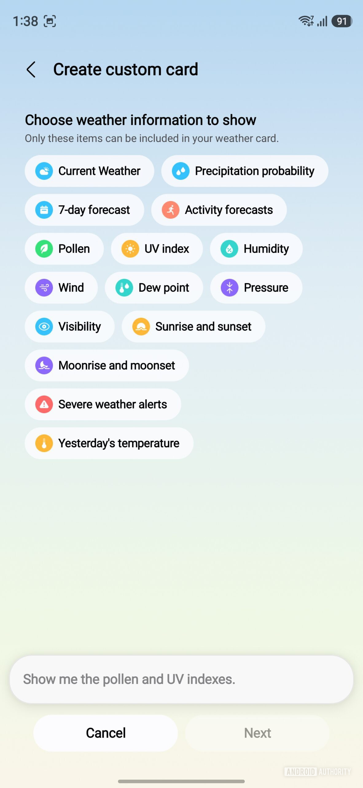 Samsung Galaxy S26 Ultra One UI 9 Beta 7 Custom Card in Now Brief 4