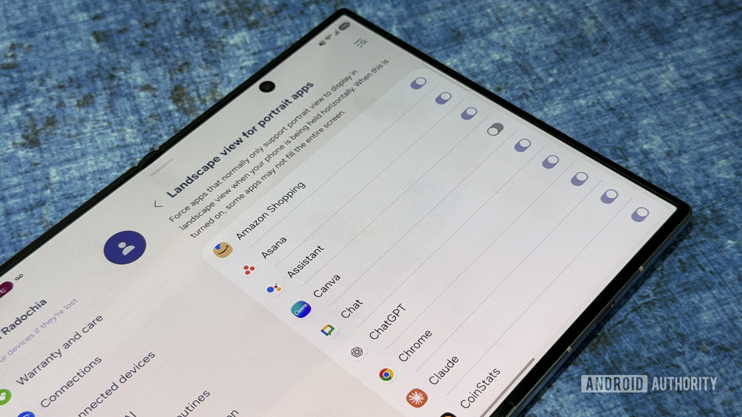 Samsung Galaxy Z Fold 8 labs menu