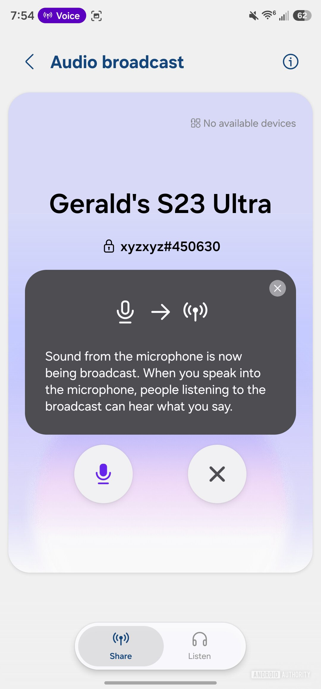 Samsung audio broadcast with voice 2