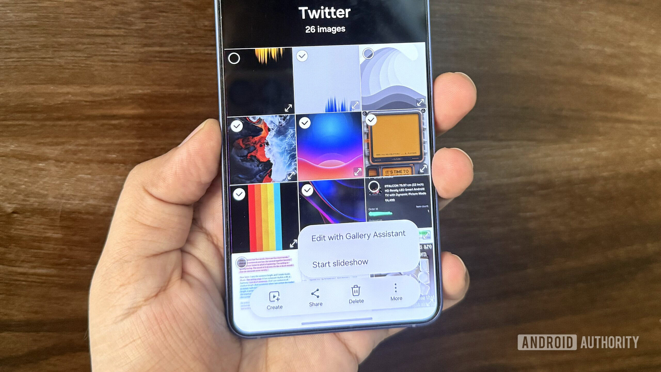 Samsung phone showing slideshow option