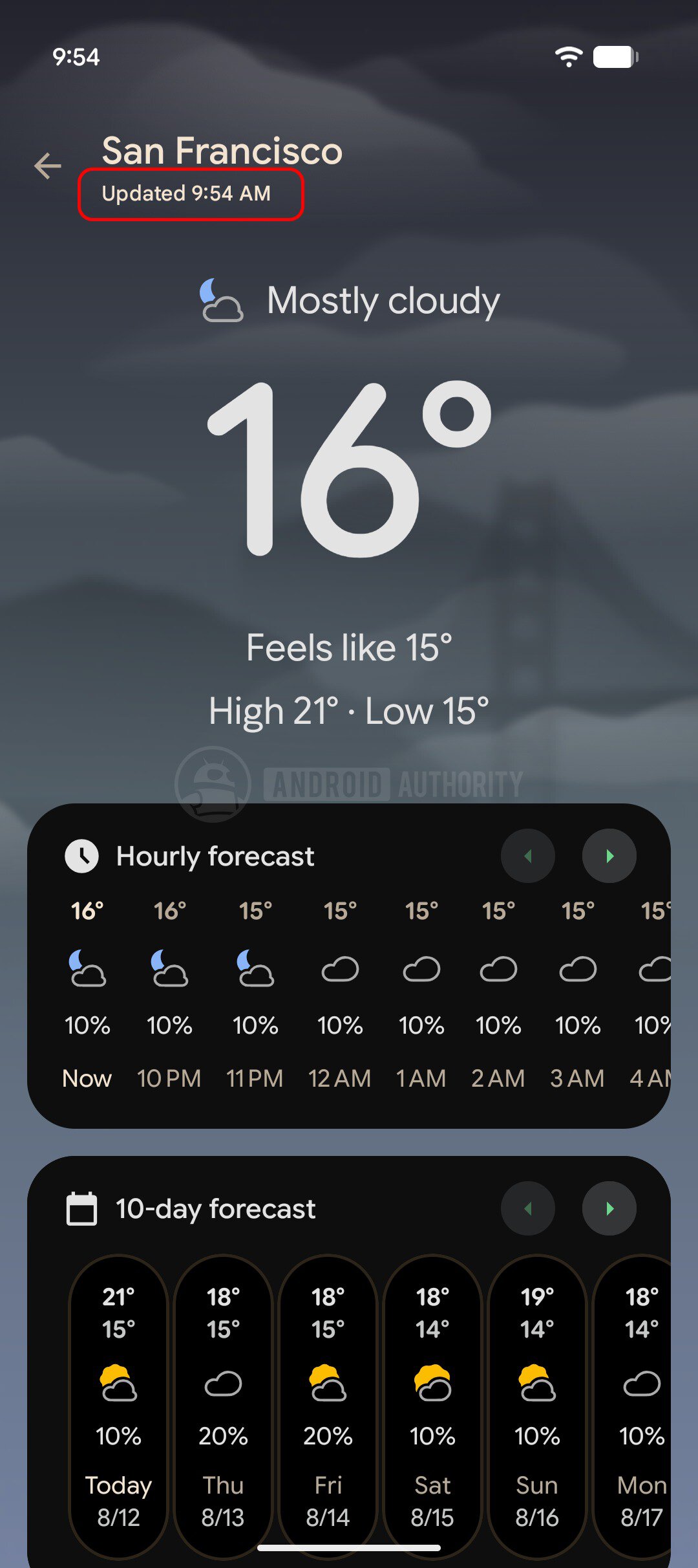 Pixel Weather time label