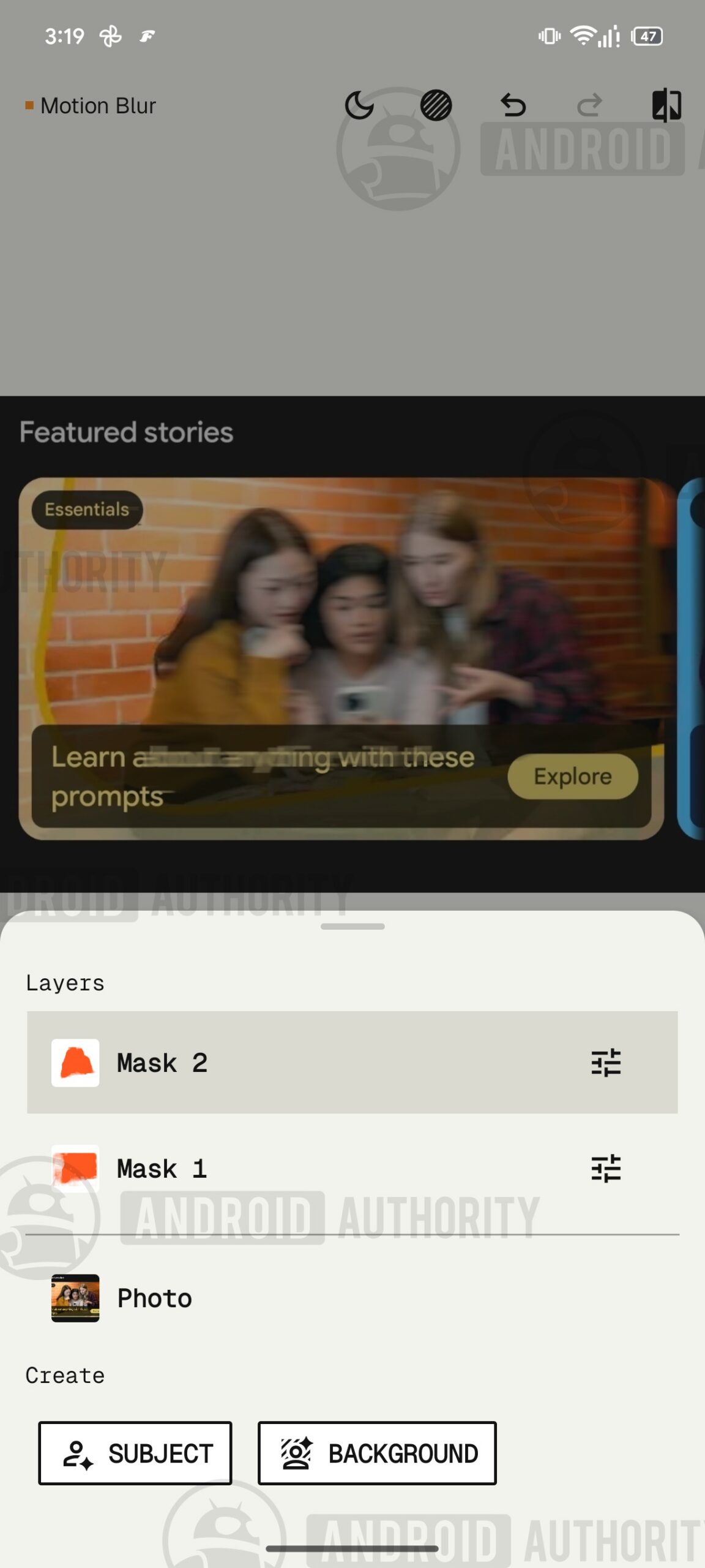 Snapseed for Android Upcoming Motion Blur tool support 4 watermarked
