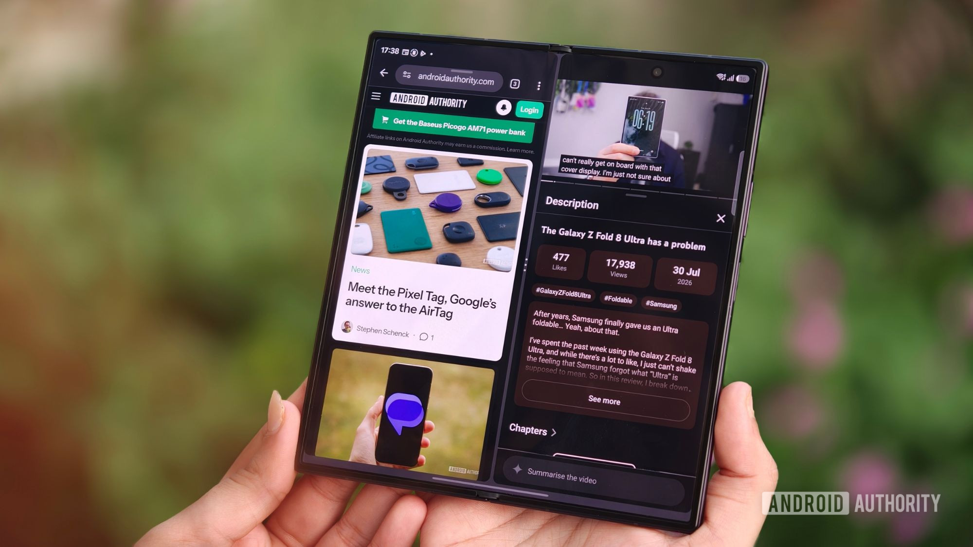 Split screen view on the Galaxy Z Fold 8 Ultra Split screen view on the Galaxy Z Fold 8 Ultra