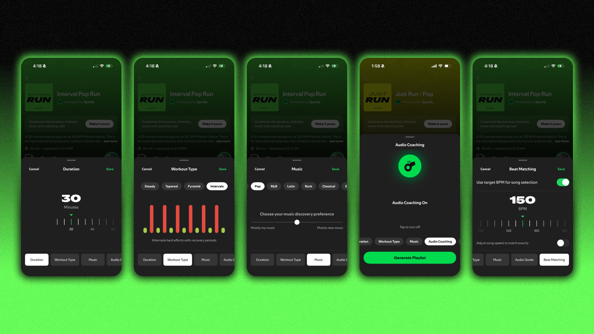Spotify running mode Spotify running mode example.