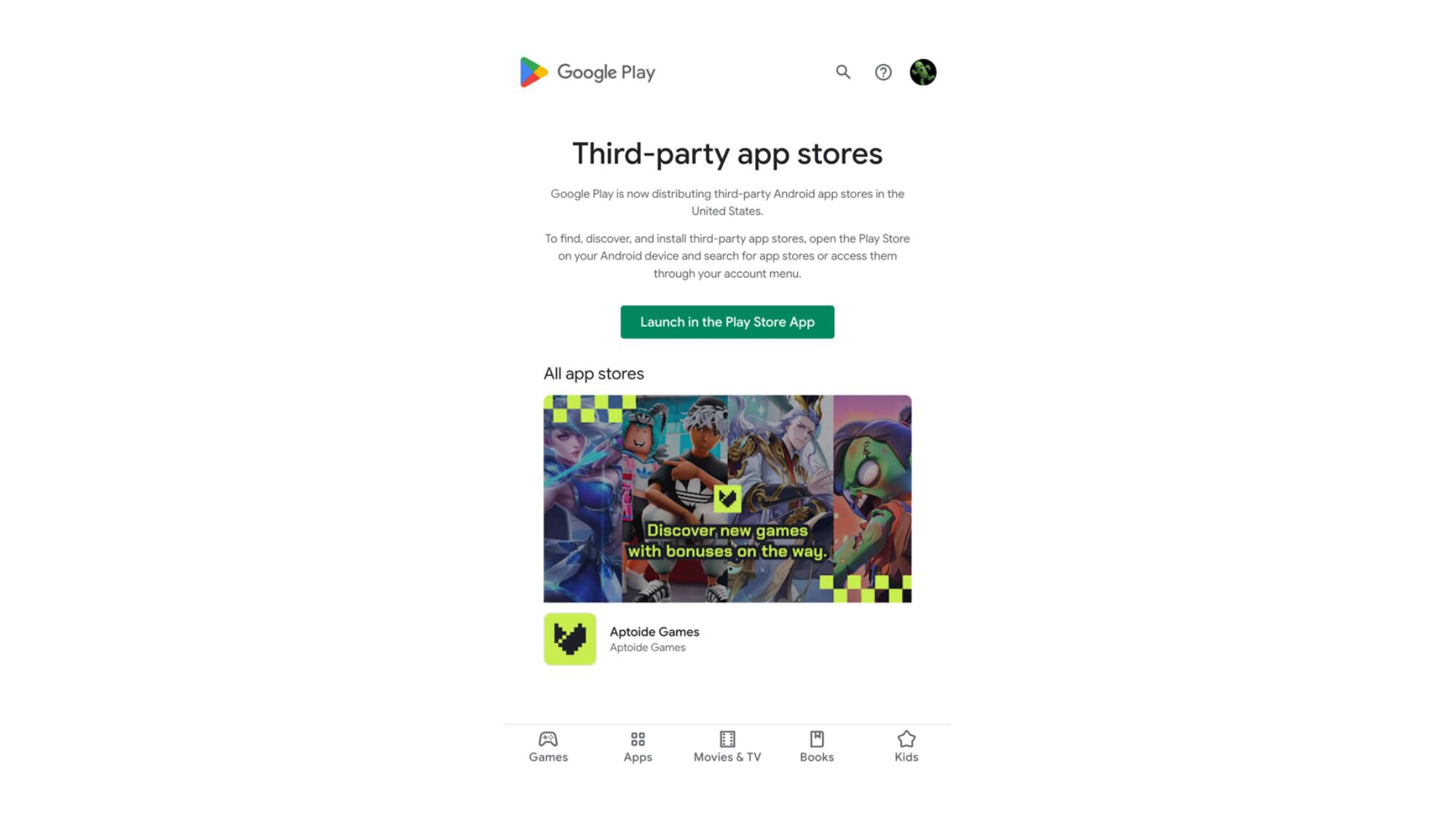 Third party app stores on Google Play