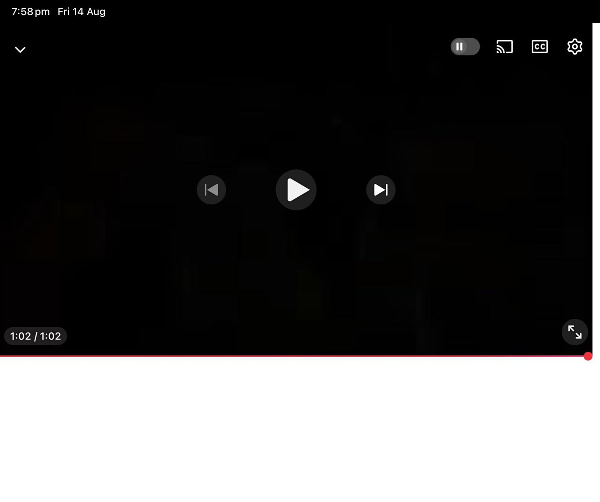 YouTube full screen bug on iPad