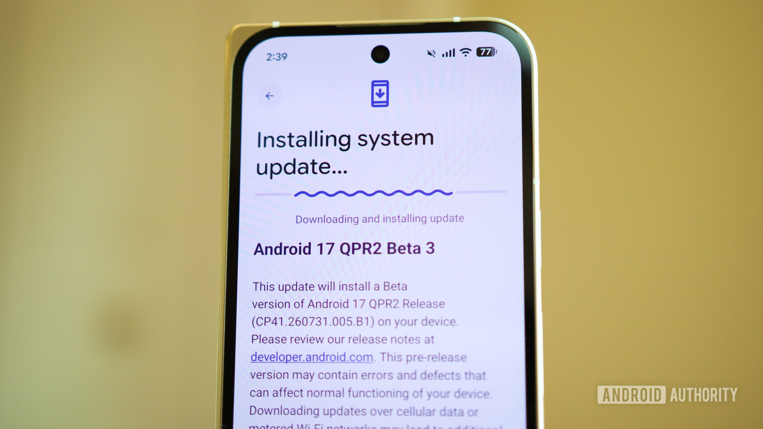 Downloading Android 17 QPR2 Beta 3 on a Pixel phone.